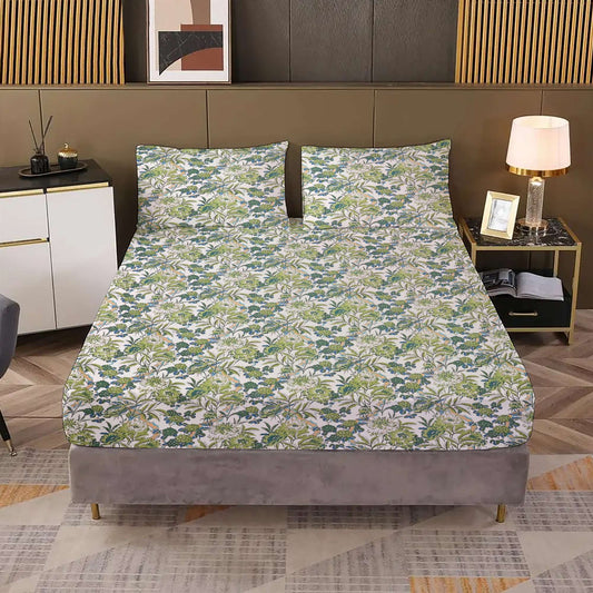 Floral Design Premium Double Bed Set with Bedsheet and 2 Pillow Covers