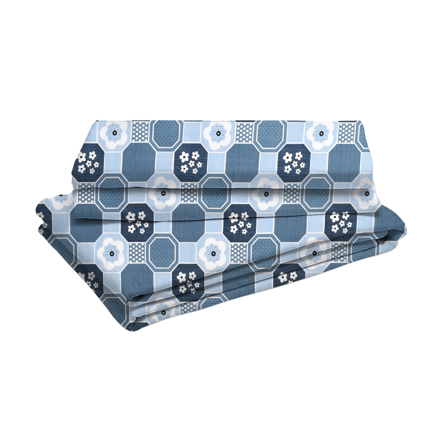 Square Pattern Double Bed Set with Bedsheet and 2 Pillow Covers