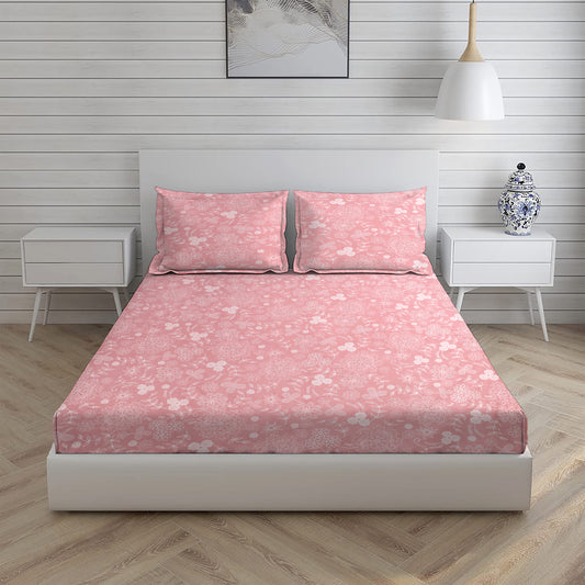 Floral Double Bed Set with Bedsheet and 2 Pillow Covers